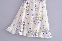 Little Fresh Floral Slim-Fitting Stringy Selvedge Lace-up Dress Tie Strap