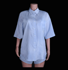 Solid Color Single-Breasted Short Sleeve Shirt Shorts Loose Casual Suit