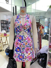 Robe imprimée à lacets croisés et dos nu, taille élastique, style français ancien, robe ajourée et découpée