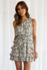 Robe imprimée dos nu à lacets et épaules dénudées, robe de vacances à volants laminés et à volants