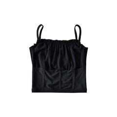 Wrapped Chest Solid Color off-the-Neck Vest Blogger off-Shoulder Patch Mesh Stitching Sling