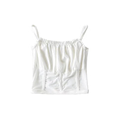 Wrapped Chest Solid Color off-the-Neck Vest Blogger off-Shoulder Patch Mesh Stitching Sling
