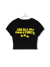 Street Culture Letter Graphic Print Short-Sleeve T-shirt Pullover Short Small Top