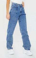 Hohe Taille Hellblaue lockere gerade hängende Jeanshose Daddy Tapered Pants Harems-Sneakers-Hose