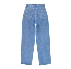 Hohe Taille Hellblaue lockere gerade hängende Jeanshose Daddy Tapered Pants Harems-Sneakers-Hose
