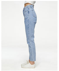 Jeans High Waist Boyfriend Loose Straight Wide-Leg Pants Ripped Jeans