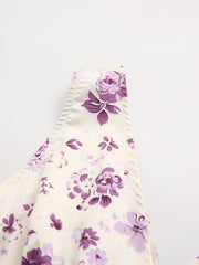 Robe courte sans manches à imprimé col en V et taille ajustée