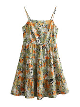 Hollow Out Cutout out Tied Suspender French Tight Waist Elegant Graceful Printed Dress