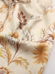 Robe nuisette dos nu à imprimé frais, robe douce à taille ajustée, robe florale à nouer aux épaules