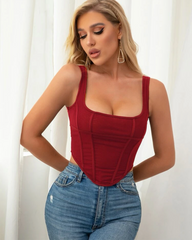 Curved Hem Exposed cropped Niche All-Match Wear Boning Corset Boning Corset Camisole