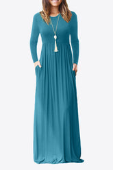 Empire-Taille-Kleid mit Rundhalsausschnitt und Tasche