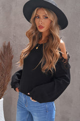 Pullover mit Spitzenbesatz und schulterfreien Ärmeln