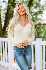 Rippenstrick-Surplice-Pullover mit offenem Rücken