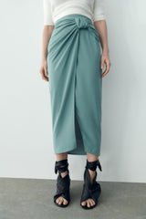 Street Hipster Pleated Hip Skirt High Waist Slit All-Match