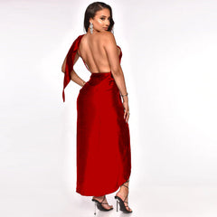 Irregular Asymmetric Dress Stitched Backless Sleeveless Dress High Split