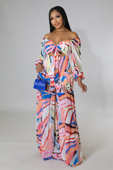 Chiffon Lace-up Waist-Controlled cropped Flared Jumpsuit