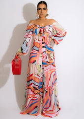 Chiffon Lace-up Waist-Controlled cropped Flared Jumpsuit