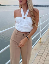 Bandeau-Top, rückenfrei, V-Ausschnitt, Beauty Back, ausgehöhlt, Cut-out, kurzes Trägertop