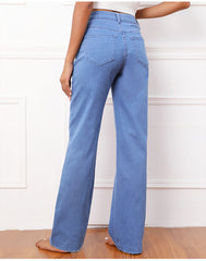Loose Casual Wide-Leg Pants Trousers High Waist Straight Mop Denim Pants