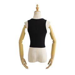 Beauty Bloggers Chest Water Drop Hollow Out Cutout Sleeveless Slim Fit Pullover Cropped Outfit Vest