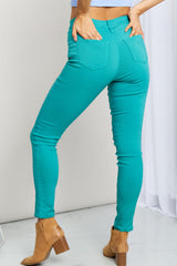 YMI Jeanswear – Kate – Hyper-Stretch-Skinny-Jeans in voller Größe mit mittelhohem Bund in Seegrün