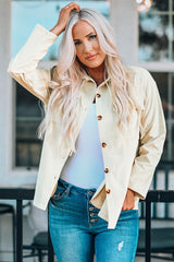 Pocketed Button Ribbed Textured Shirt