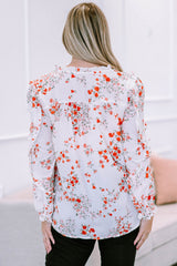 Plus Size Bluse mit Blumenmuster und Schleife am Halsausschnitt