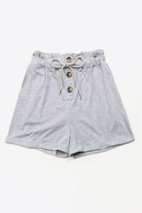 Short boutonné à cordon de serrage et à revers