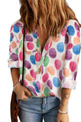 Printed Button Front Long Sleeve Shirt