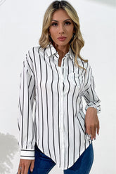 Chemise boutonnée à rayures verticales