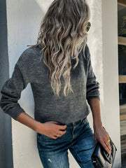 Henley-Pullover mit geripptem Saum und überschnittener Schulter