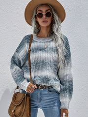 Rippstrickpullover mit Farbverlaufsstreifen