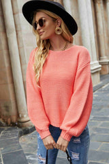 Strickpullover mit Ballonärmeln und überschnittener Schulter