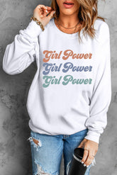 Sweat-shirt graphique à épaules tombantes GIRL POWER