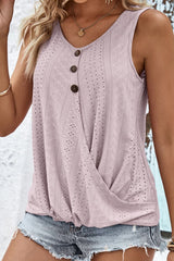 Tanktop mit dekorativem Knopfsaumdetail und Ösen