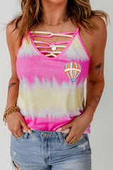 Tie-Dye-Tanktop mit Riemchenausschnitt