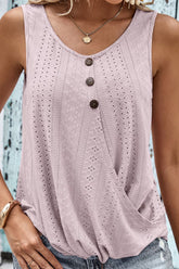 Tanktop mit dekorativem Knopfsaumdetail und Ösen
