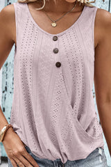 Tanktop mit dekorativem Knopfsaumdetail und Ösen