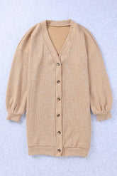 Drop Shoulder Button Down V-Neck Cardigan