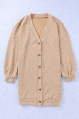 Drop Shoulder Button Down V-Neck Cardigan