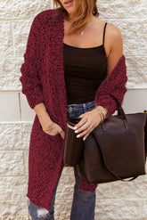 Cardigan long ouvert en tricot popcorn duveteux