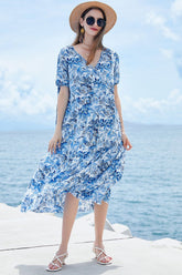 Robe mi-longue à manches courtes et surplis avec ceinture