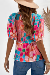 Chemisier babydoll imprimé à col en V