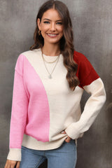 Pullover mit Farbblockdesign, gerippten Bündchen und überschnittener Schulter