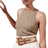 round neck sleeveless pullover knitted undershirt