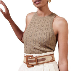 round neck sleeveless pullover knitted undershirt
