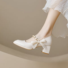 Women's Jane Classic Style Low-cut Chunky Fairy Heels