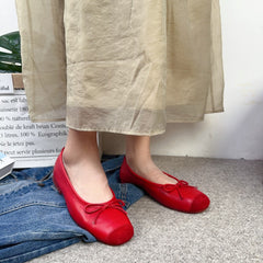 Flache Schuhe mit Schleife und runder Spitze für Damen