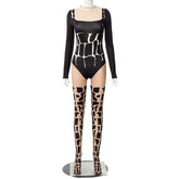 round Neck Long Sleeve Tight Jumpsuit Jumpsuit