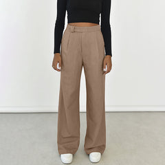 Pantalon de travail décontracté à taille haute et plissé pour le bureau